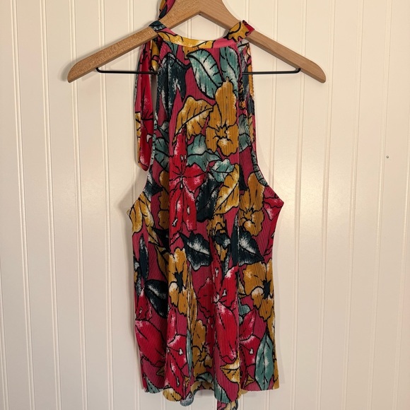 Anthropologie Maeve Women’s Floral Pleated Accordian Sheer Tank Top Size Large - Picture 5 of 11